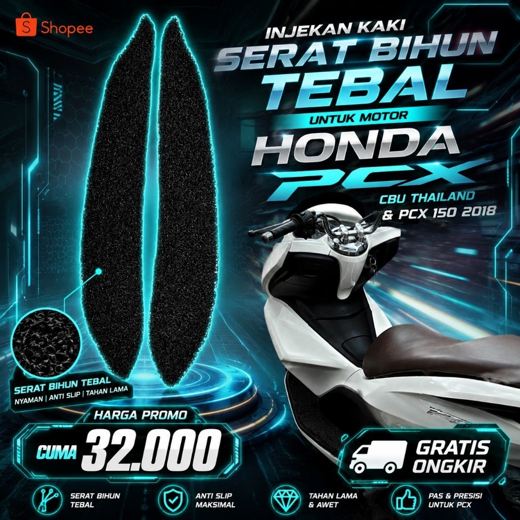 kARPET PIJAKAN KANAN KIRI PCX CBU THAILAND||PCX 150 2018||PCX160 2024