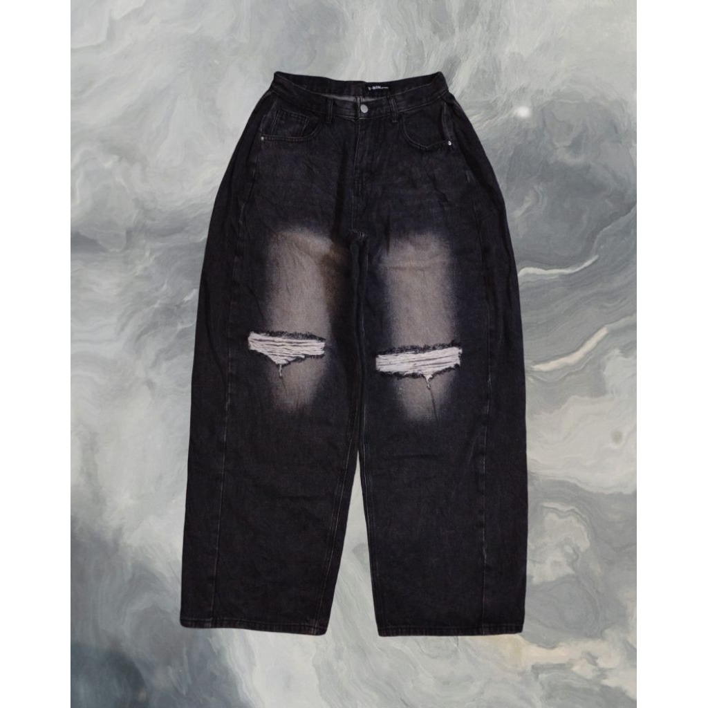 Celana Baggy Retro Ballon Ripped Jeans Gombrong S-Bin