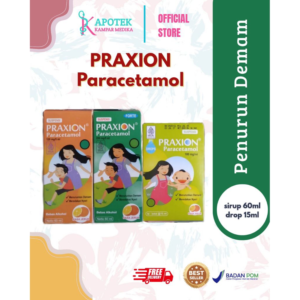 [READY] Praxion Paracetamol anak - Pereda Demam dan Nyeri (sirup/drop/forte)