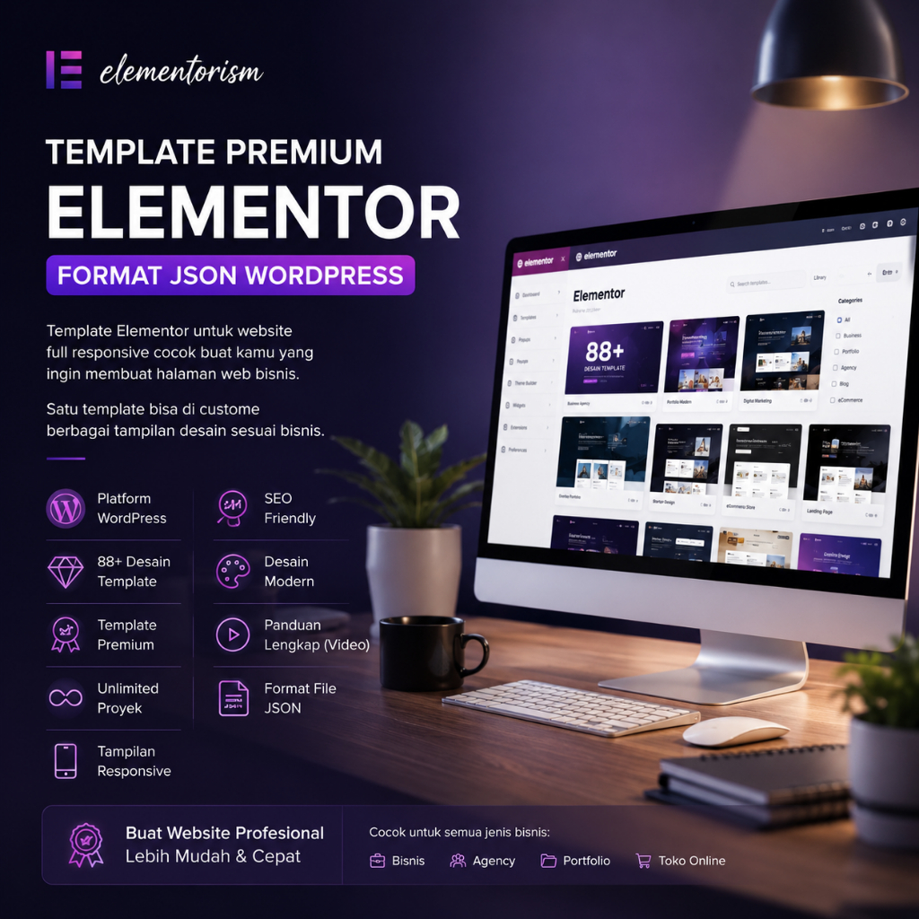 Template Premium Elementor Format JSON Wordpress Landing Page - Elementorism
