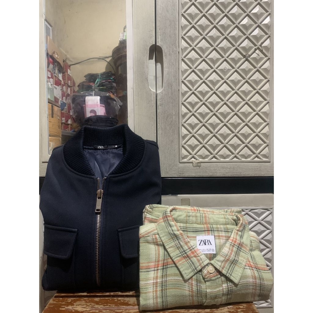 ORIGINAL OUTERWEAR WOOL ZARA JACKET PLAID ZIPPER FLANNEL MULTI COLOUR TEXTURED STRIPE