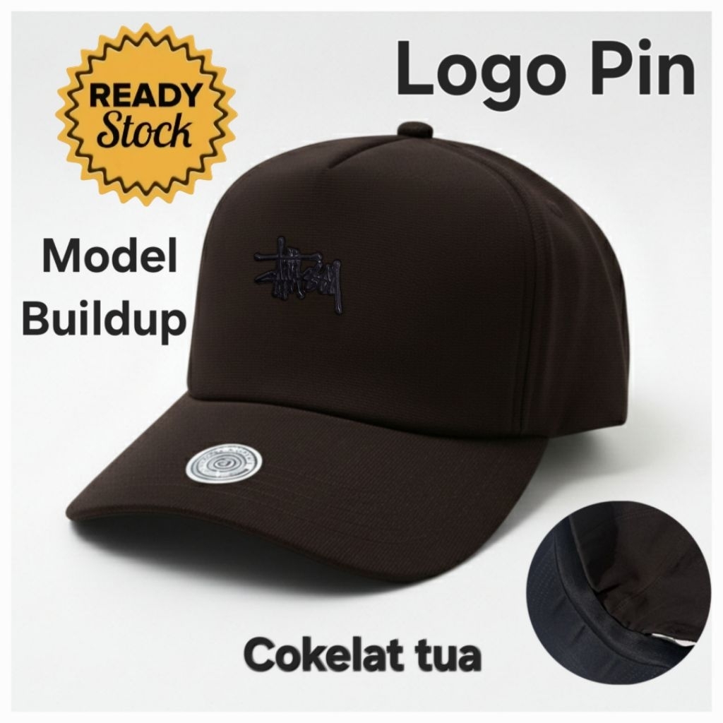 Topi Pria Built up distro Logo Besi Sttusy Pin Baseball Caps