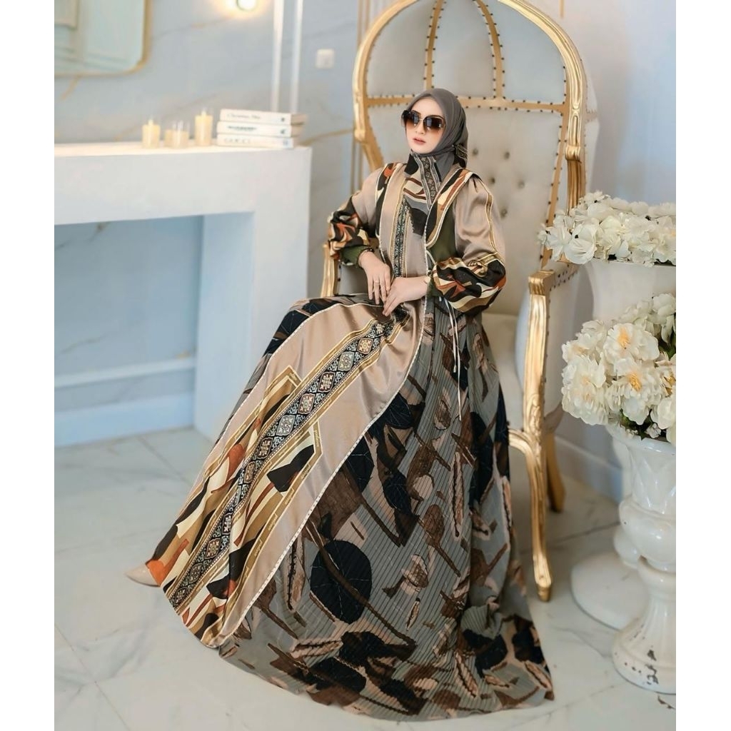 ZAYRA SERIES VOL 4 BY YODIZEIN  GAMIS KERAH SHANGHAI GAMIS CERUTY PRINT PLISKET
