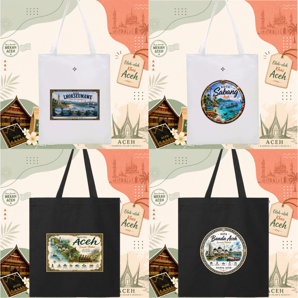 Totebag Tote Bag Tas Souvenir Oleh Oleh Provinsi Aceh Banda Aceh Sabang Bireun