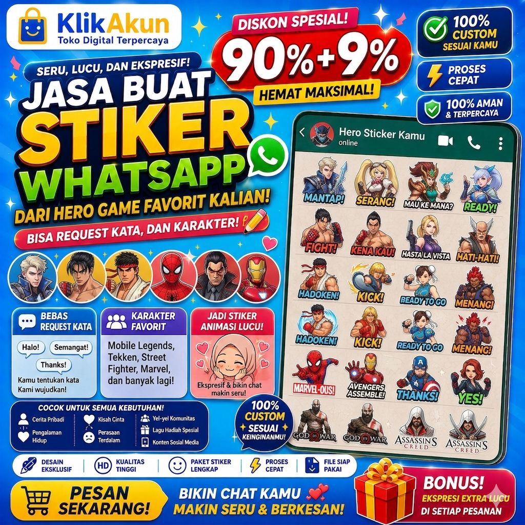 JASA BUAT STIKER WHATSAPP MENARIK DARI HERO GAME FAVORIT KALIAN BISA REQUEST KATA DAN REQUEST HERO (