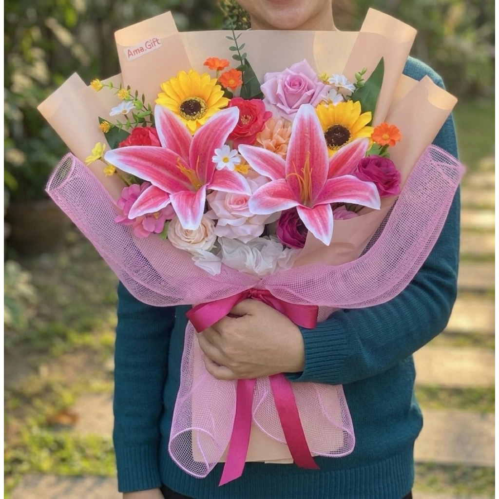 Kenanganpawon Buket Thumbelina Size Xl Bucket Colorfull Besar Bunga Artificial