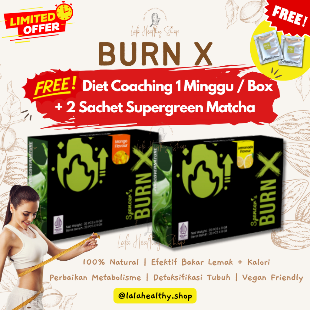 Spencer's Burn X Mango dan Lemonade Trial Sachet & Box + FREE Diet Coaching + FREE 2sc SG Matcha Ape