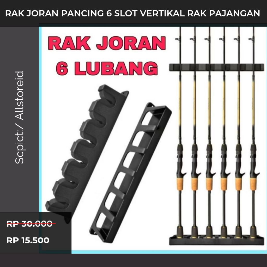 Promo  Rak joran pancing 6 slot vertikal rak pajangan joran pancing rak holder joran pancing tempat 