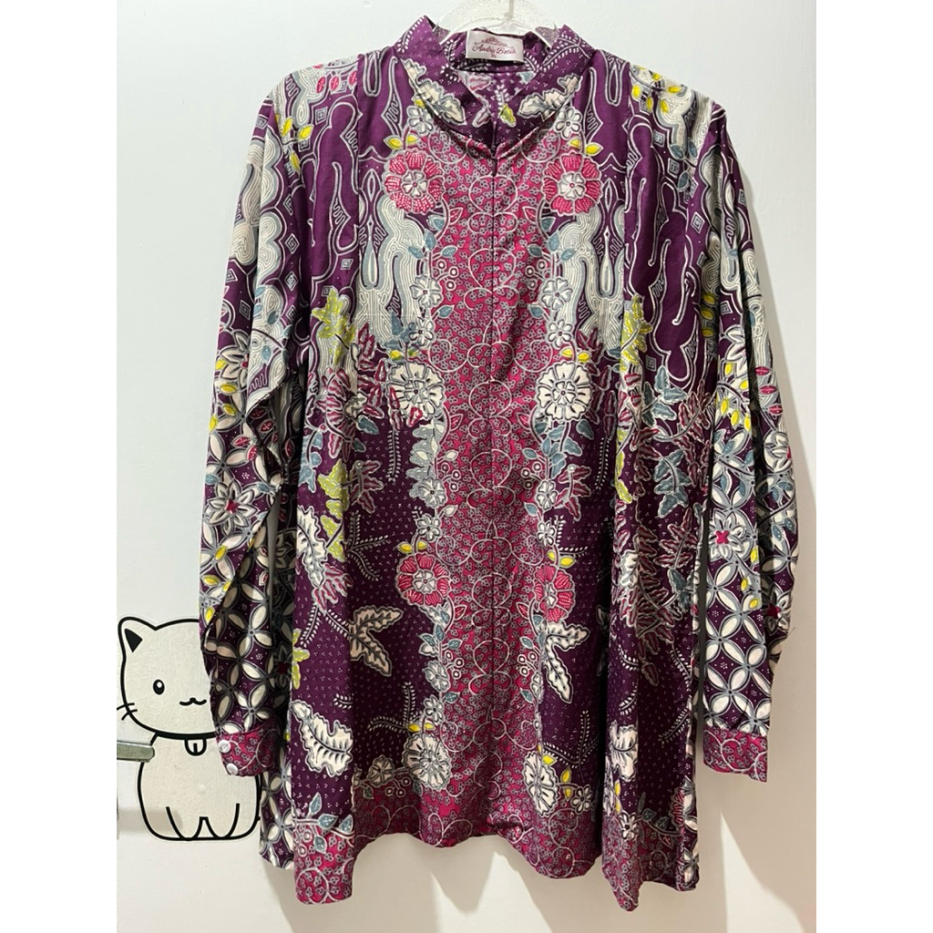 Audry - Batik Wanita Modern Motif Kawung Kombinasi Magenta
