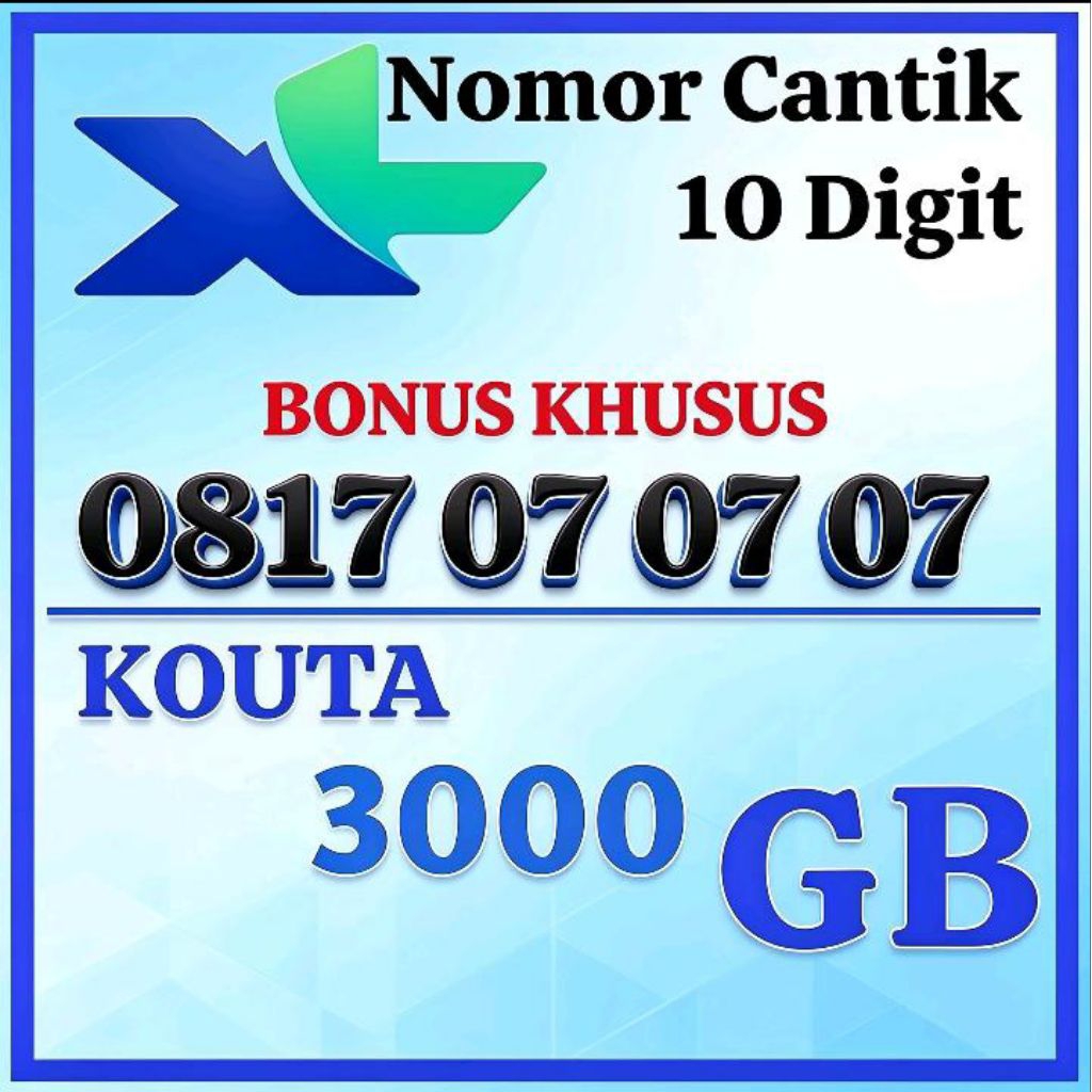 kartu perdana XL dengan bonus kuota internet 3000 GB berlaku di seluruh wilayah Indonesi