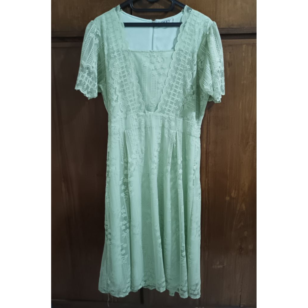 Dress Brukat hijau Sage