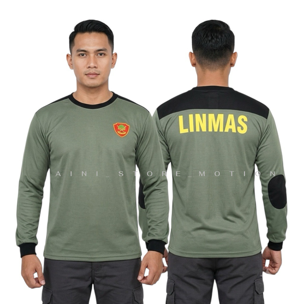 Kaos LINMAS Decker Lengan Panjang Terbaru . Kaos Hansip Linmas Hijau Army Decker Panjang