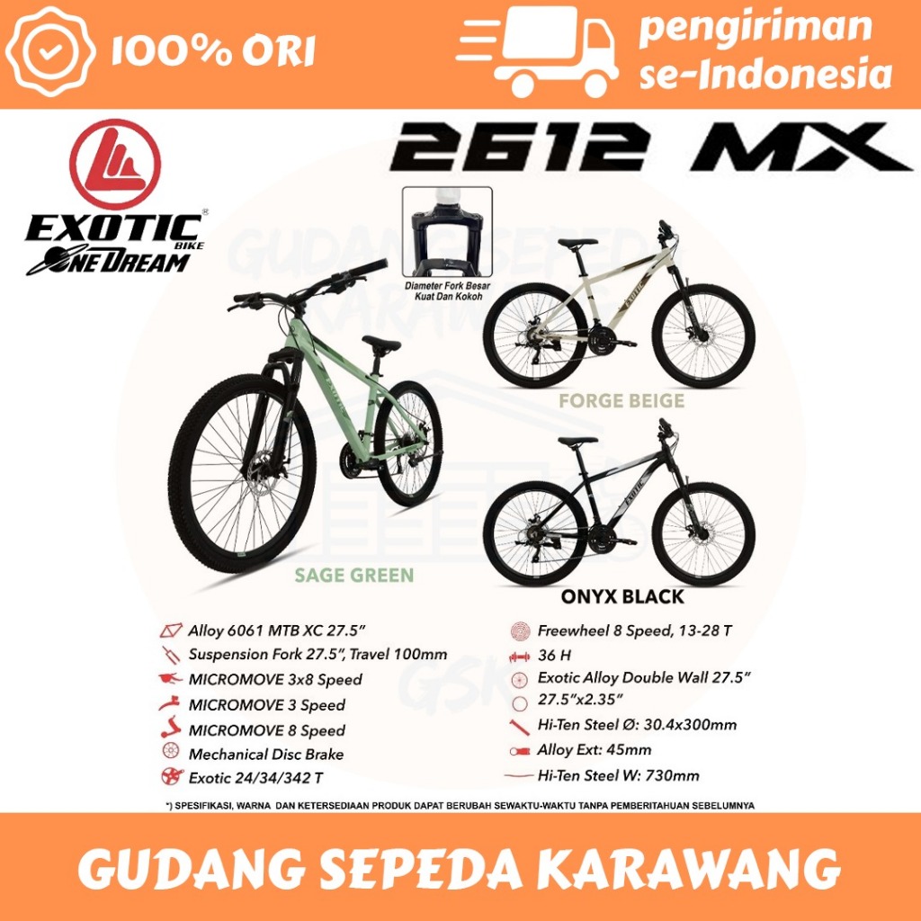 SEPEDA GUNUNG MTB 24 26 27.5 INCH EXOTIC 2612 MX ALLOY