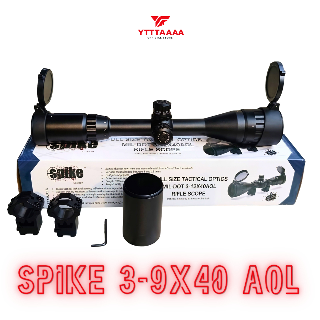 Teleskop B-NELL Sniper Jernih Presisi Tahan Goncang – Riflescope Senapan PCP 3-12x40 AOL Parallax 3-