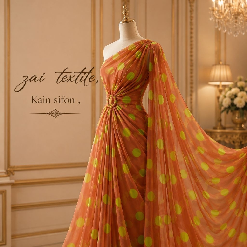 kain sifon motif polkadot - kain sifon - kain chiffon motif - kain sifon motif