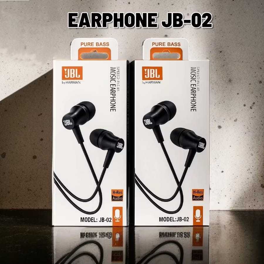 HEADSET EARPHONE JBL JB-02 EXTRABASS STEREO - HANDSFREE HF JBL JB-02 EXTRABSS STEREO