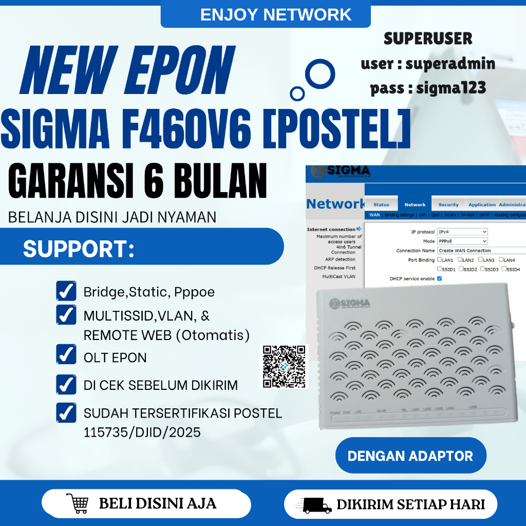 ONU EPON F460 V6 + Dengan Adaptor
