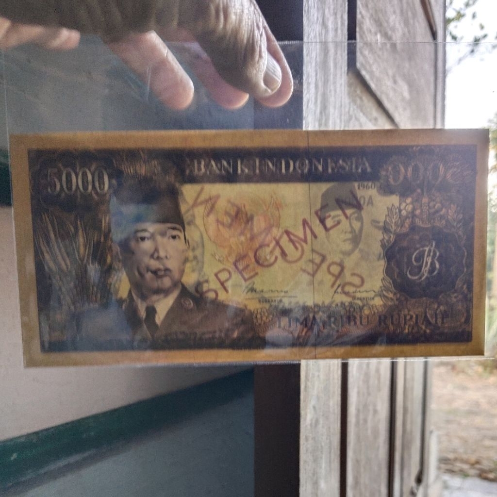 5000 rupiah seri sukarno tahun 1960 Specimen  (uang repro)