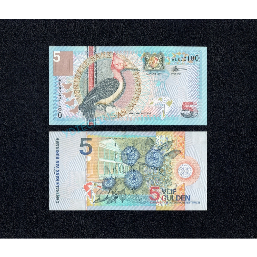 Uang Asing Suriname Seri Burung 5 Gulden Tahun 2000