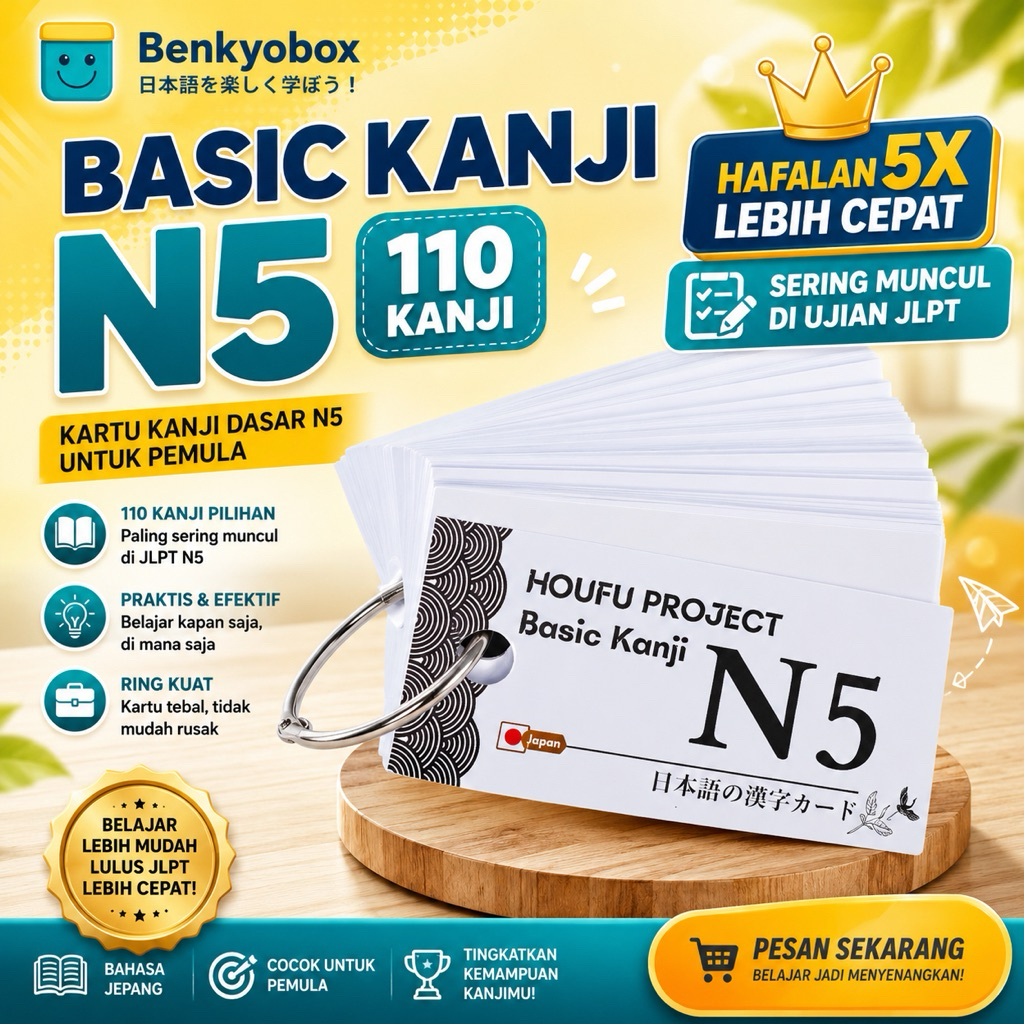 Basic kanji Bahasa jepang level N5 (1ring) kumpulkan kanji dasar N5