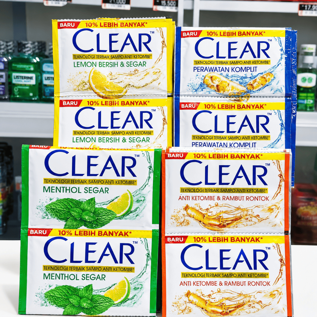 [6 SACHET] Shampo Clear KEMASAN 1000 / ½ Renteng SHAMPO CLEAR 9ml VARIAN RANDOM