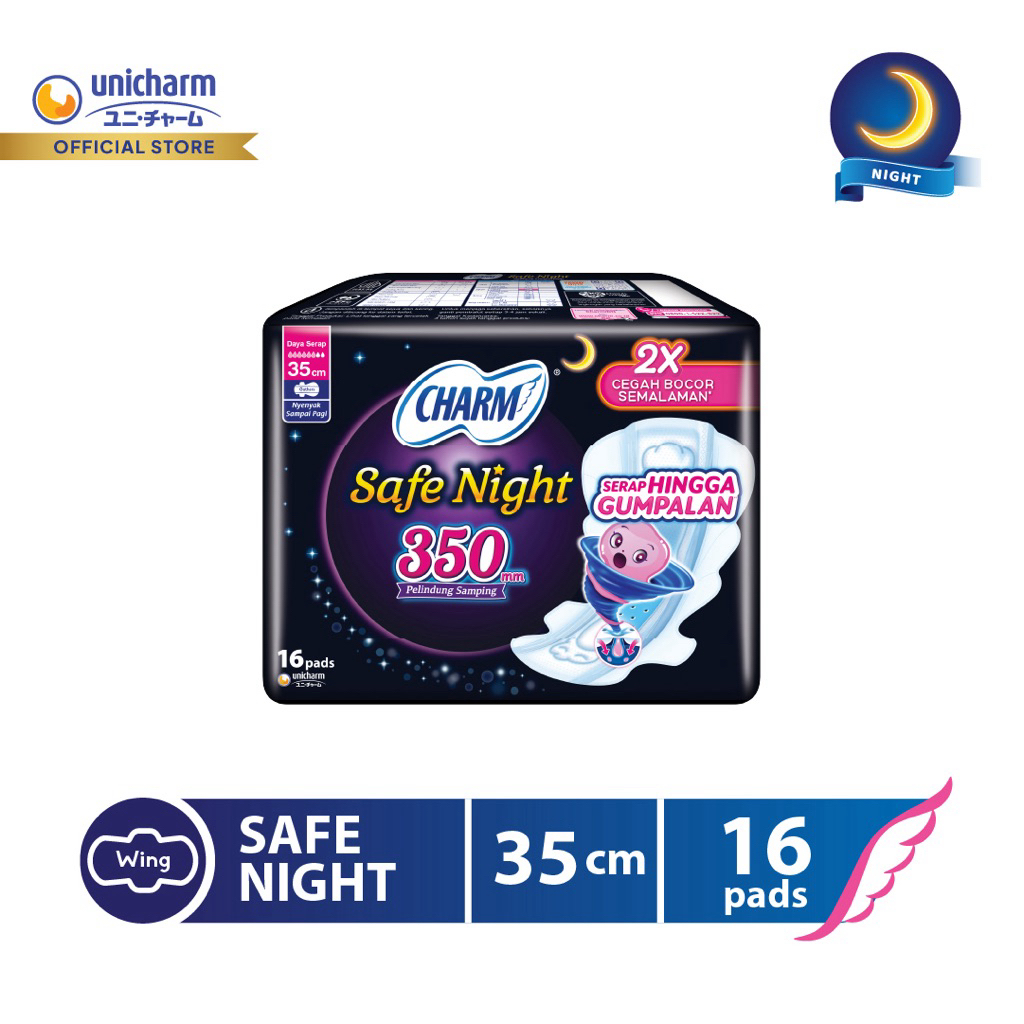 Charm Pembalut Safe Night 35cm Gather 16 pads