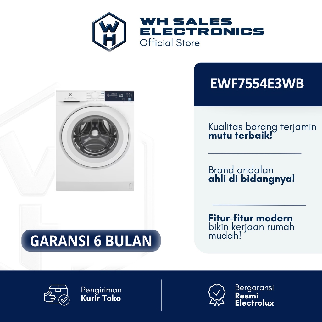 ELECTROLUX Mesin Cuci Frontload 7,5 Kg EWF7554E3WB / EWF 7554E3WB / EWF 7554 E3WB - GRADE B ( JABODE