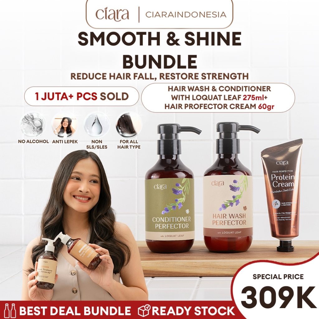 Ciara Hair Wash X Conditioner Perfector With Loquat Leaf X Hair Perfector Protein Cream rambut rusak