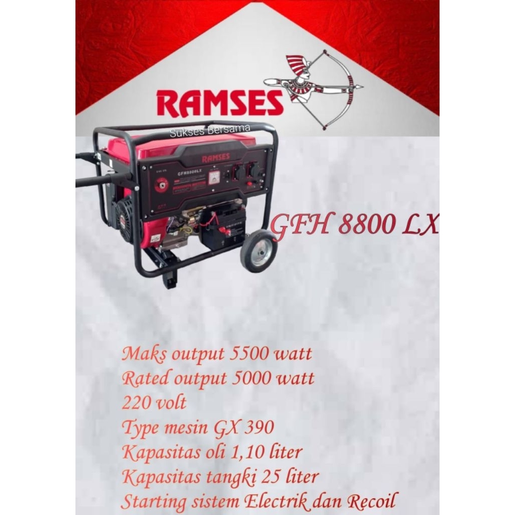 Generator / Genset Bensin Ramses GFH8800LXE (5000watt) Double Starter