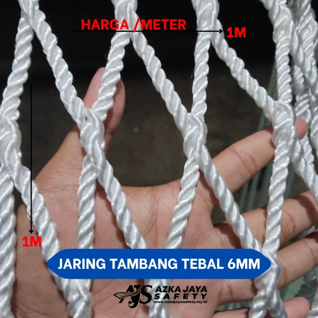 Jaring Safety, Jaring Tambang Tali Nylon 6mm, Jaring Custom, Jaring Tambang Serba Guna, Safety Net N