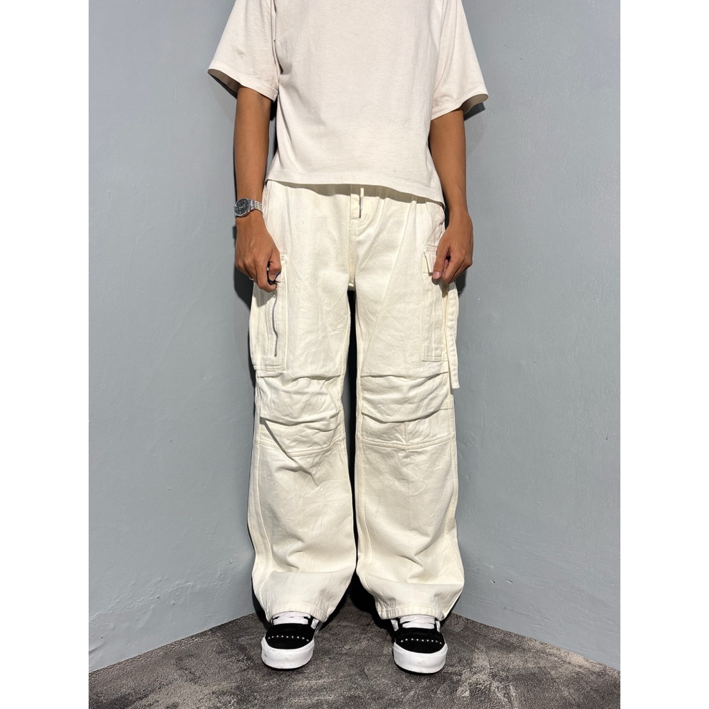 GUIPAL Cargo Pants White Multipocket