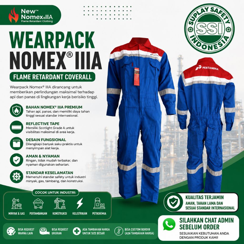 WEARPACK NOMEX IIIA PERTAMINA - WEARPACK PERTAMA - COVERALL NOMEX PERTAMINA
