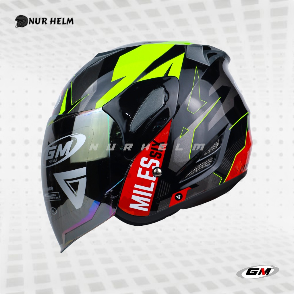 GM Fighter SR Motif Six Miles - Black/Green - Helm Half Face