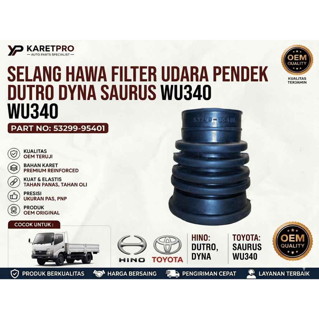 SELANG HAWA FILTER UDARA PENDEK DUTRO DYNA SAURUS WU340 MOBIL