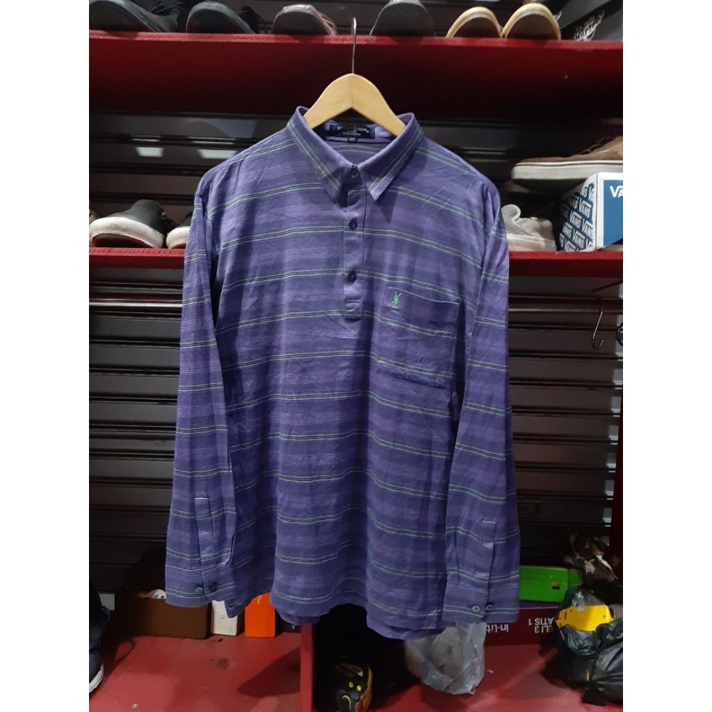 Yvest saint Laurent Tricots Vintage pocket Long Sleeve Polo Shirt Authentic