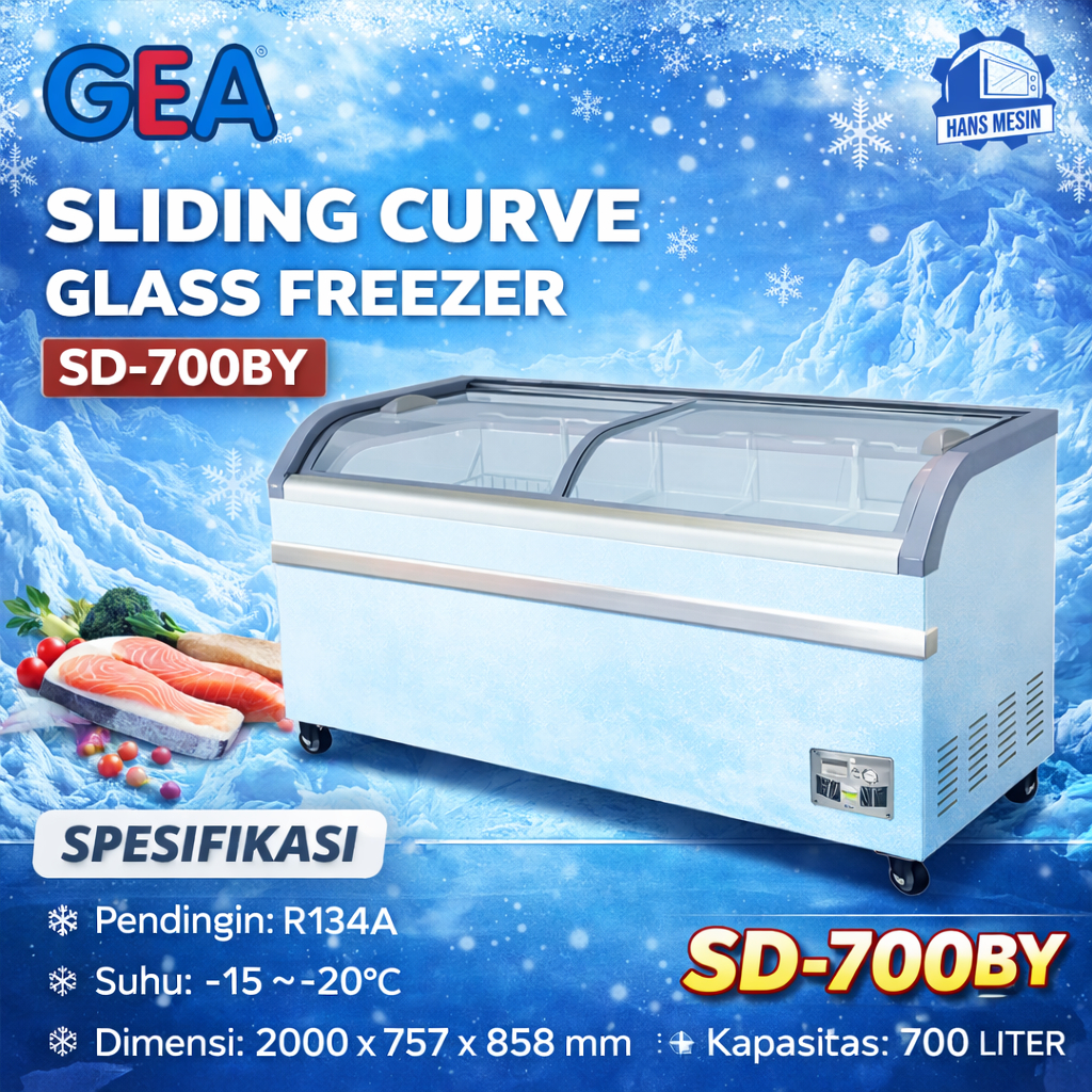 GEA SLIDING CURVE GLASS FREEZER 700 LITER SD-700BY / SD700BY / SD 700BY