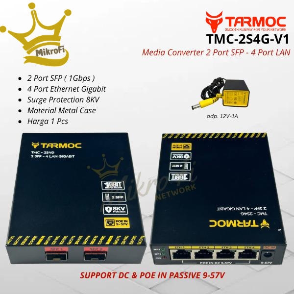Ethernet Fiber Switch 2 SFP 4 LAN Gigabit | Media Converter FO