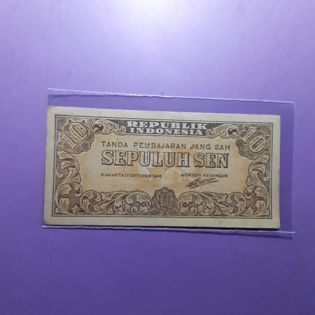 Uang 10 sen seri ori 1945