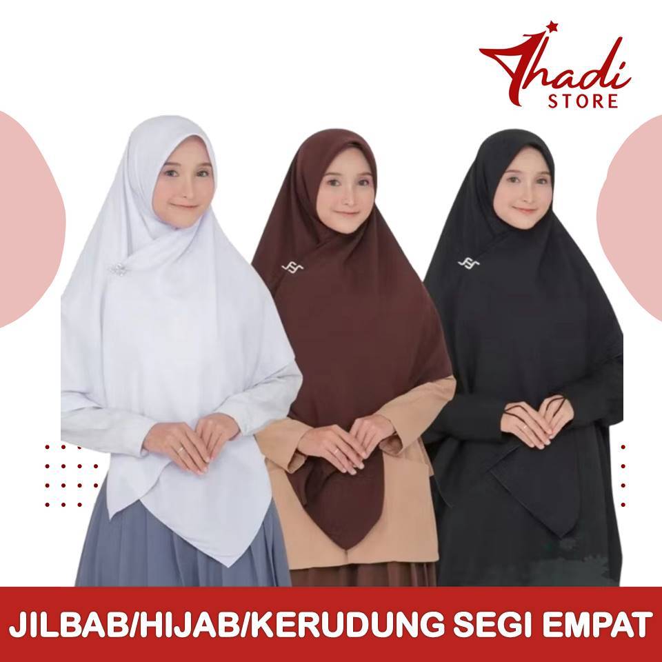 Jilbab Segi Empat Hijab Wolfis Putih 130x130cm & Paris Jadul Nyaman Dipakai