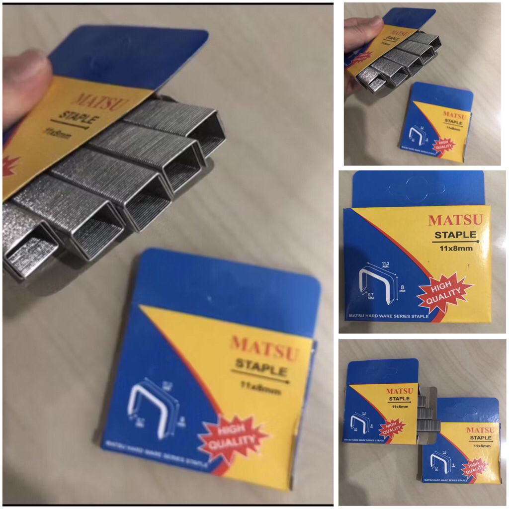 MATSU 8mm ( 1000pcs ) Anak hekter tembak. Staples 8mm. 1008 matsu 1.000pcs isi refill hekter tembak 