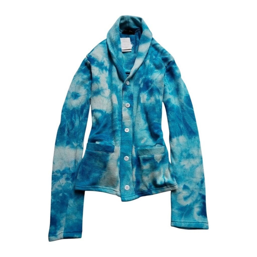 Berning-sho aquatic tie dye shawl collar cardigan
