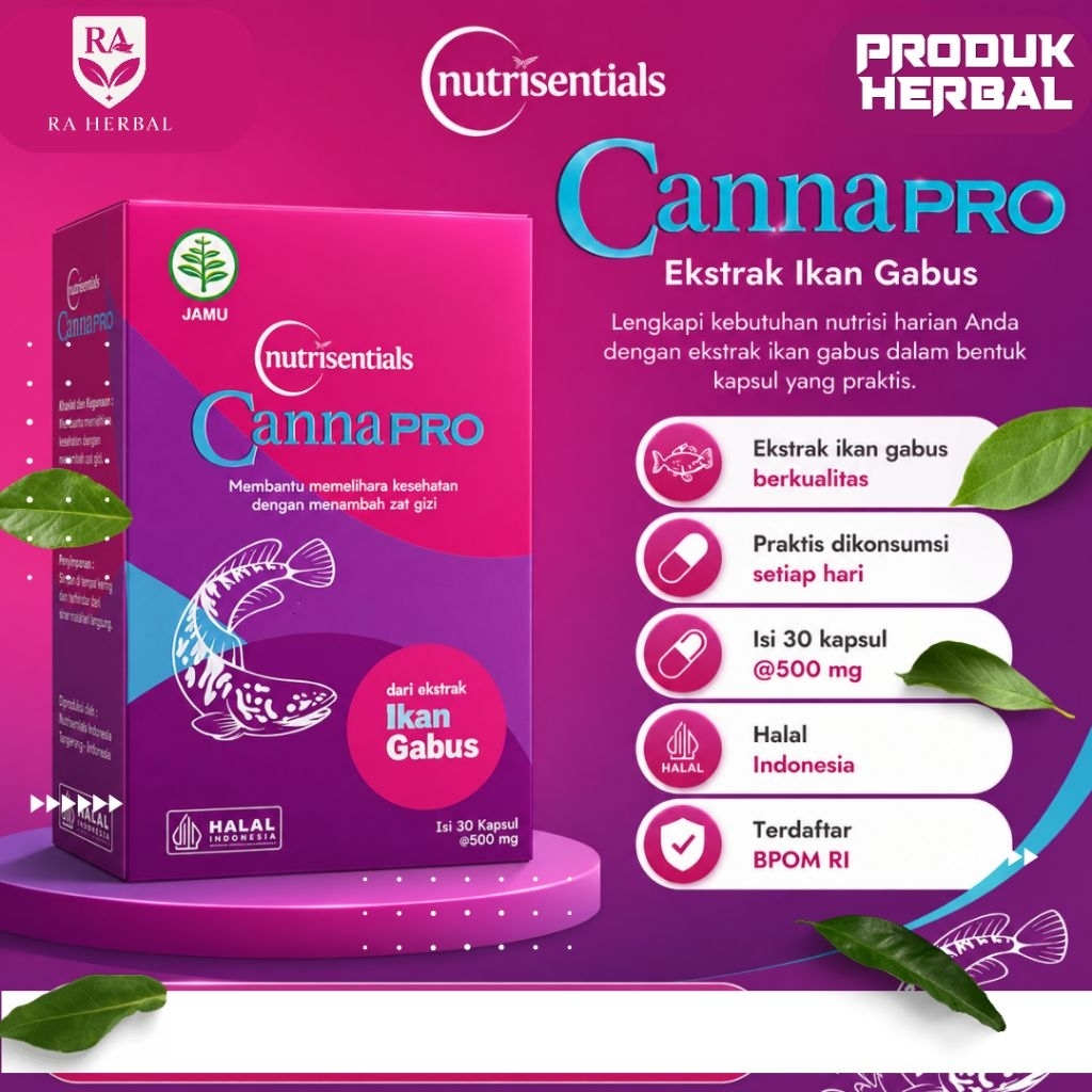 CannaPRO - Minyak Ikan Gabus 30 Kapsul 500 mg - Suplemen Halal untuk Kesehatan Ikan Gabus - Membantu