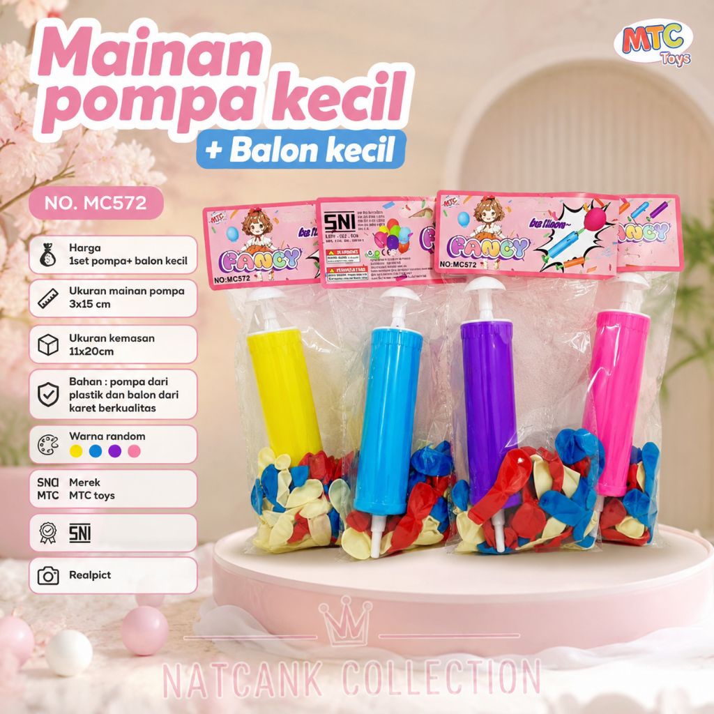 Mainan Pompa Balon Kecil MC572 + Balon Warna-warni | MTC Toys | SNI | Mainan Edukatif Anak