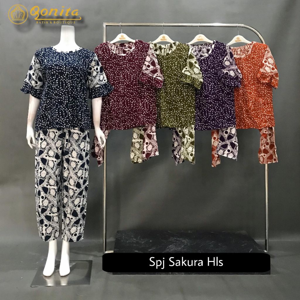 One set/ setelan cp sakura  hls Qonita batik Pekalongan