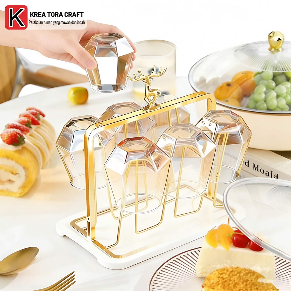 KREA TORA CRAF Rak Gelas Gantung Stainless Anti Karat 6 Cabang, Tempat Gelas Rak Gelas Gantungan Gel