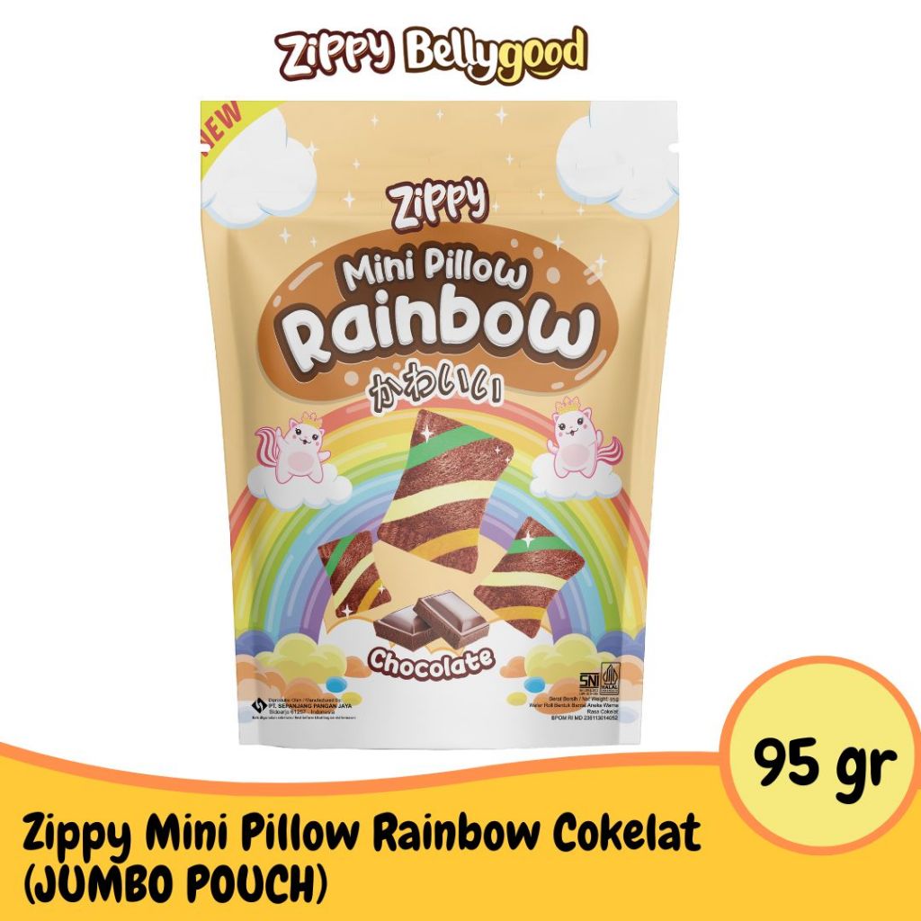 Zippy Mini Pillow Rainbow Rasa Cokelat 95 Gram Jumbo Pouch