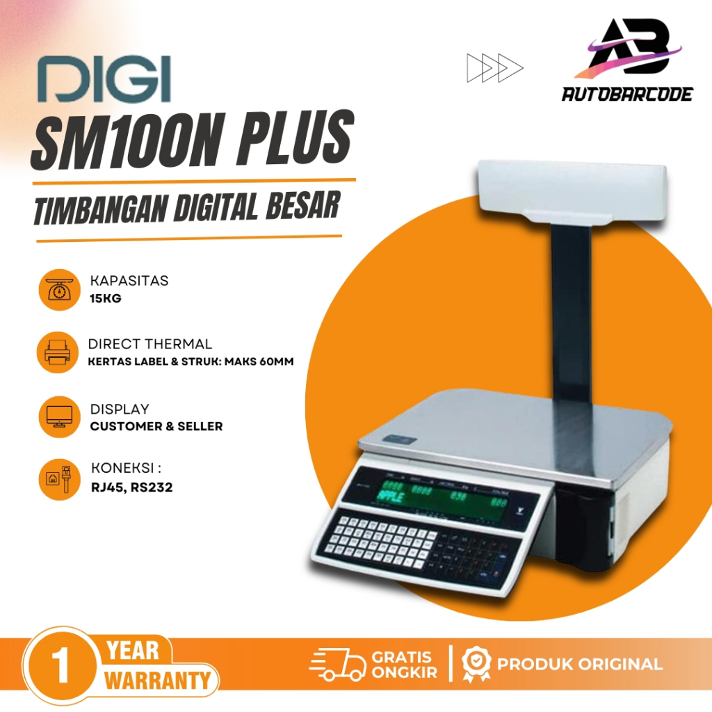 DIGI SM100NP Plus Timbangan Digital Scale Print Label Harga Timbang Buah Sayur SM100N SM100 100N 100