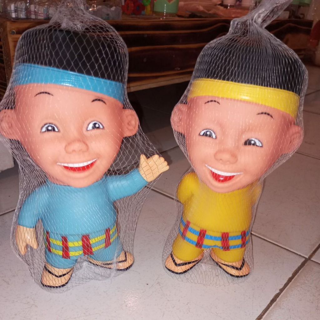 Mainan Boneka Karet Upin & Ipin Bisa Berbunyi jika dipencet |Upin ipin