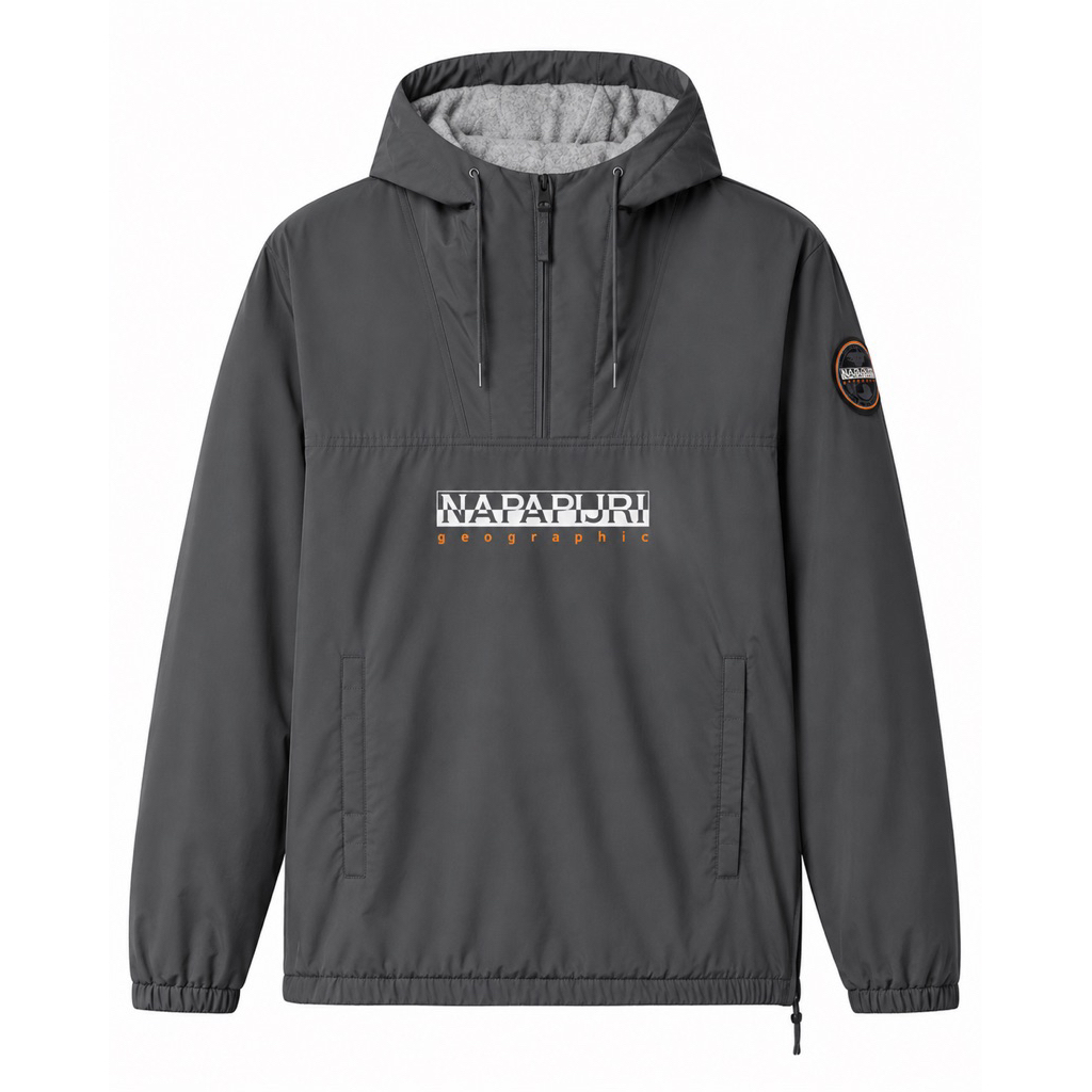 Napapijri Avergreen Anorak Winter Hooded Jacket in Dark Grey Solid