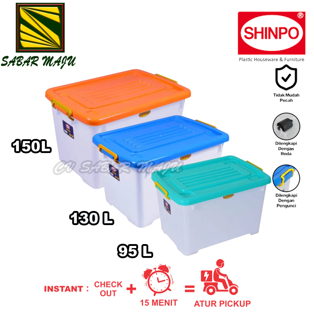 Box Container Plastik 130 Liter dan 150 Liter dengan Roda
